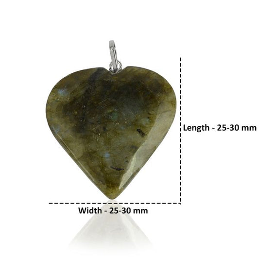 Labradorite Heart Shape Pendant - Size 25-30mm with Chain