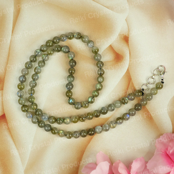 Natural Crystal Stone 6 mm Round Bead Necklace Mala for Girls & Women