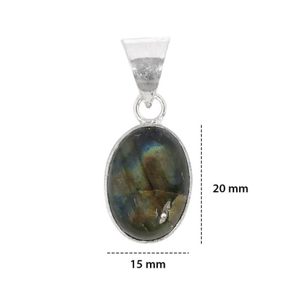 Natural Labradorite Oval Shape Pendant Locket with Metal Chain for Unisex