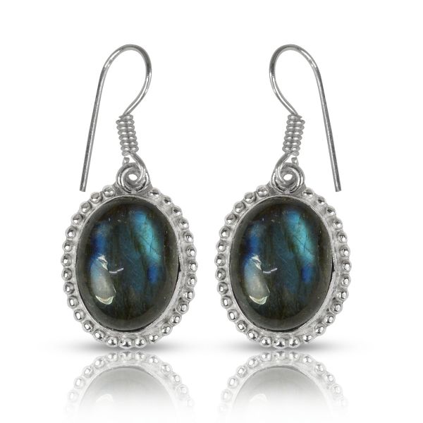 Labradorite Crystal Stone Oval Shape Earring