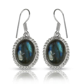 Natural Labradorite Oval Earrings for Women Reiki Charged