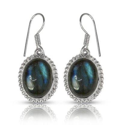 Labradorite Crystal Stone Oval Shape Earring