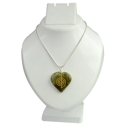 Labradorite Reiki Cho Ku Rei Heart Shape Pendant with Chain
