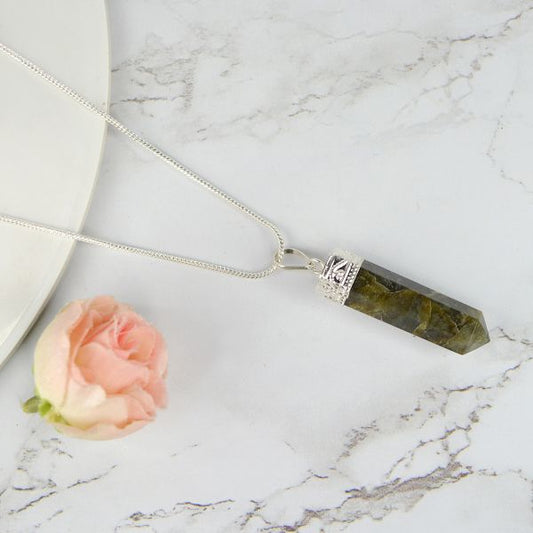 Labradorite Pencil Pendant With Chain