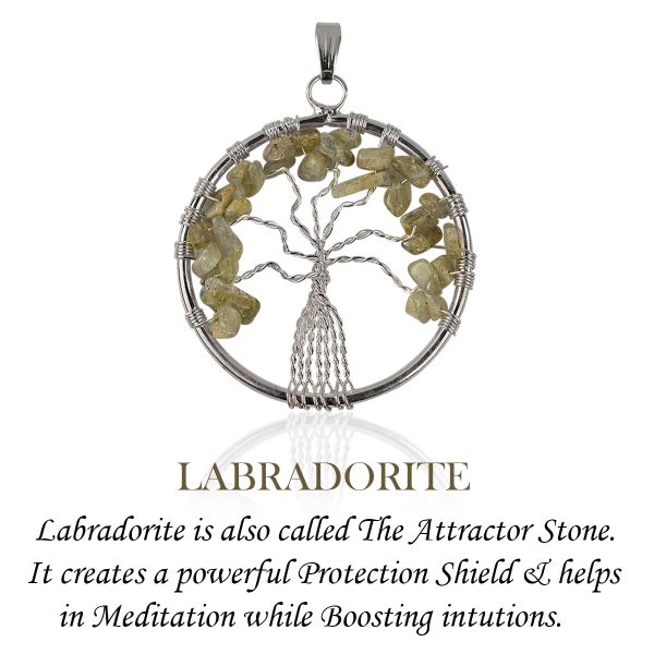 Labradolite Tree of Life Pendant with Chain