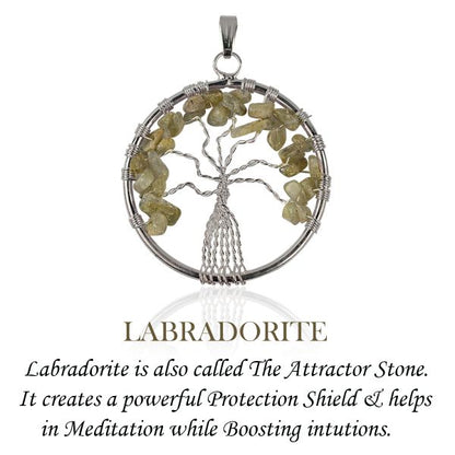 Labradolite Tree of Life Pendant with Chain
