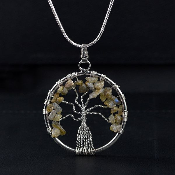 Labradolite Tree of Life Pendant with Chain