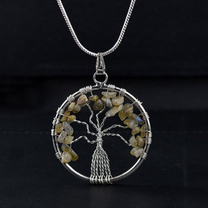 Labradolite Tree of Life Pendant with Chain