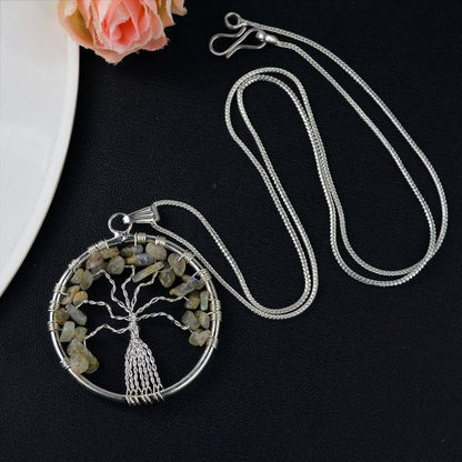 Labradolite Tree of Life Pendant with Chain