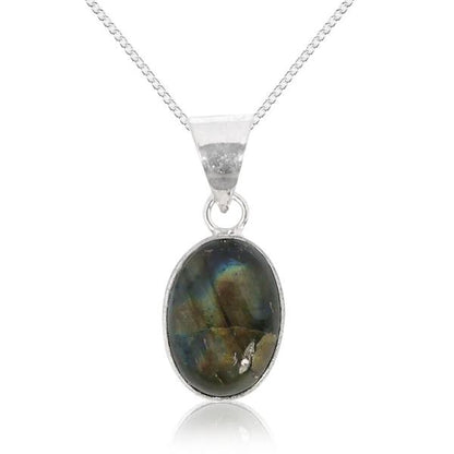 Natural Oval Shape Pendant Locket with Metal Chain for Unisex