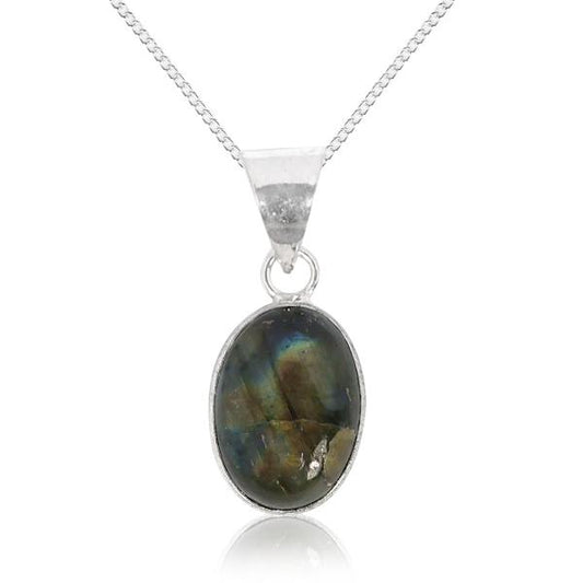 Natural Oval Shape Pendant Locket with Metal Chain for Unisex