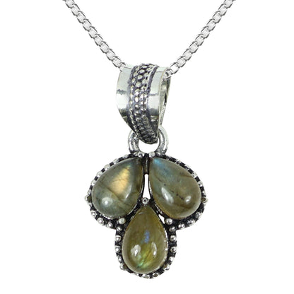 Natural Crystal Gemstone Pendant Locket with Chain for Women Girls