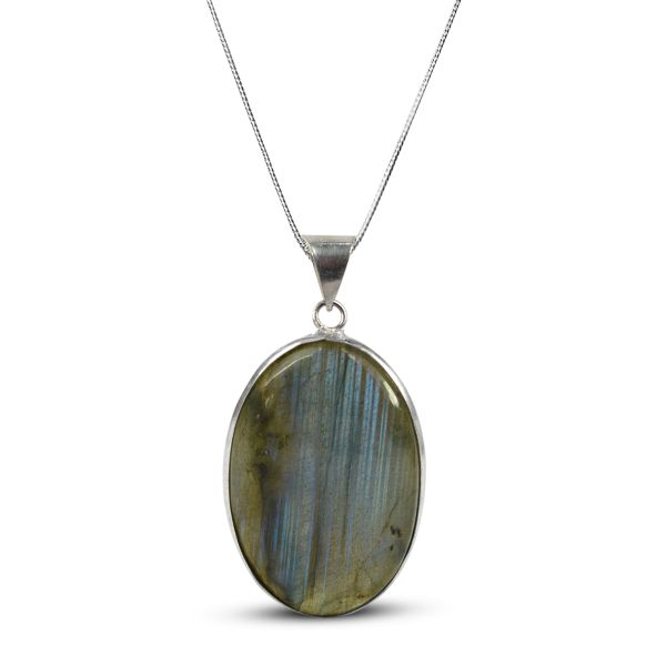 AAA Quality Labradorite Oval Pendant With Chain