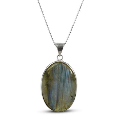 AAA Quality Labradorite Oval Pendant With Chain