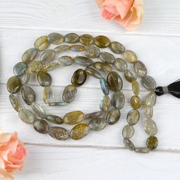 Natural Crystal Stone Oval Beads Mala for Unisex