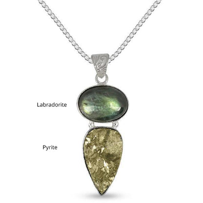 Natural Crystal Stone Pendant - Locket with Metal Chain