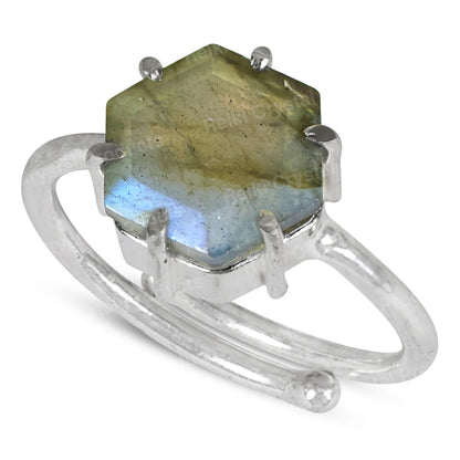 Natural Gemstone Adjustable Ring for Unisex