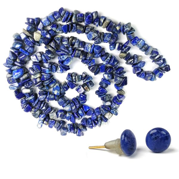 Natural Crystal Stone Chip Beads Mala Necklace with Earring for Girls & Women