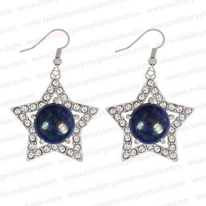 Natural Crystal Stone Star Shape Earrings for Girls Women