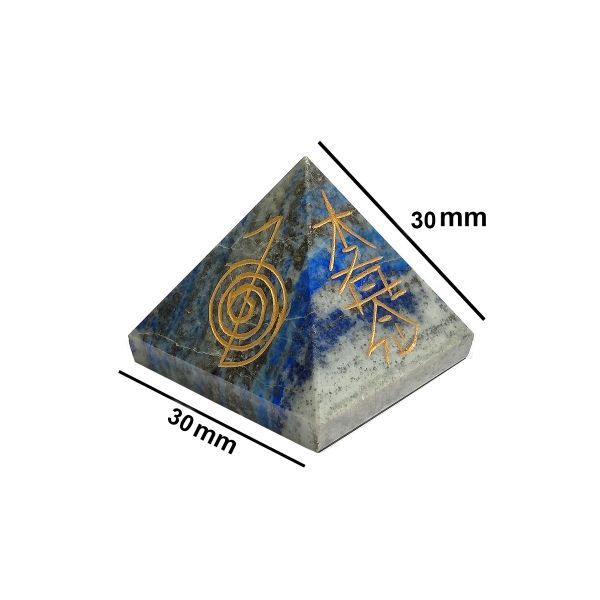Natural Lapis Lazuli Reiki Symbol Engraved Pyramid
