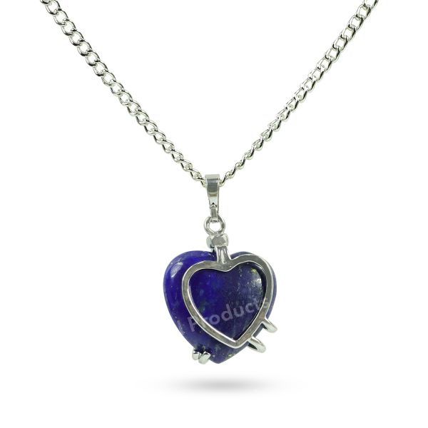 Natural Crystal Stone Heart Shape Pendant - Locket with Metal Chain