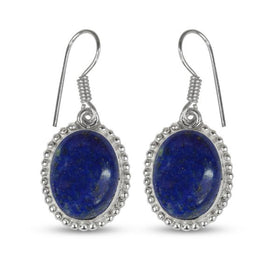 Natural Lapis Lazuli Oval Earrings for Women Reiki Charged