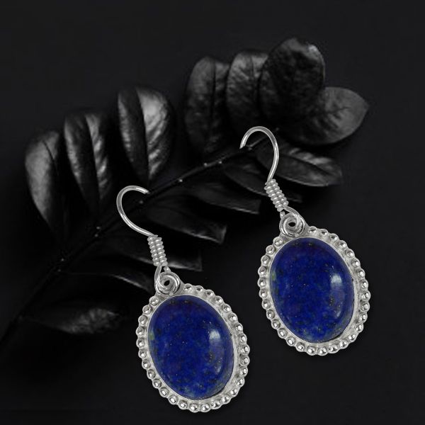 Lapis Lazuli Crystal Stone Oval Shape Earring
