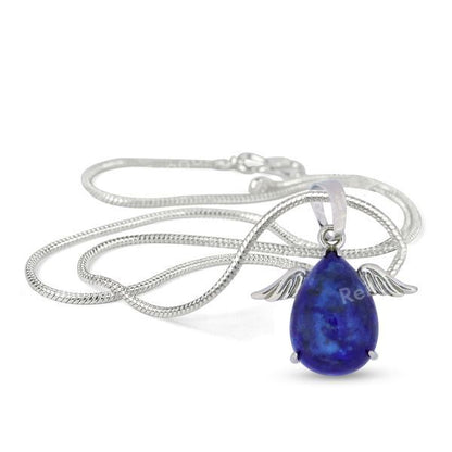 Natural Crystal Stone Angel Shape Pendant with Metal Chain