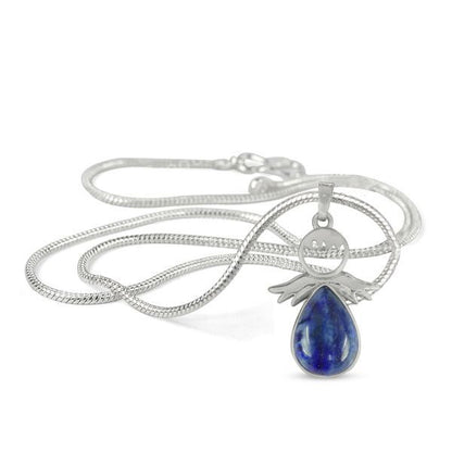 Natural Crystal Stone Angel Guardian Shape Pendant - Locket with Metal Chain