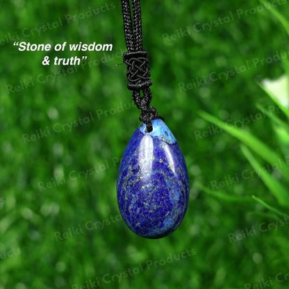 Natural Crytal Stone Drop Shape Pendant with Thrad for Unisex