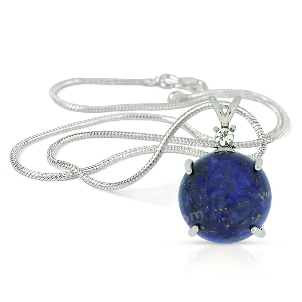 Natural Crystal Stone Round Shape Pendant - Locket with Metal Chain