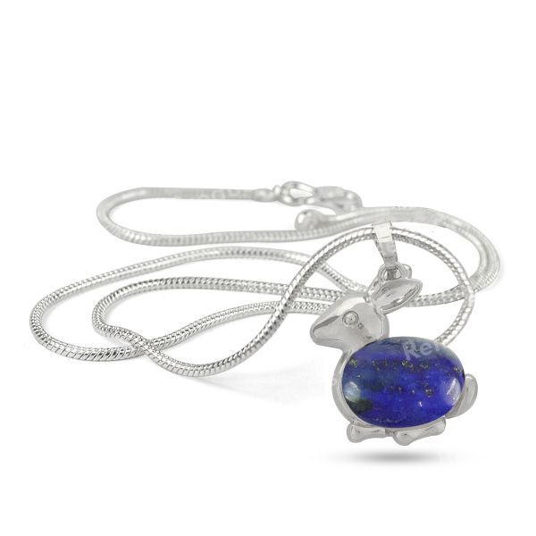Natural Crystal Stone Rabbit Shape Pendant - Locket with Metal Chain