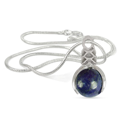 Natural Crystal Stone Ball Shape Pendant - Locket with Metal Chain