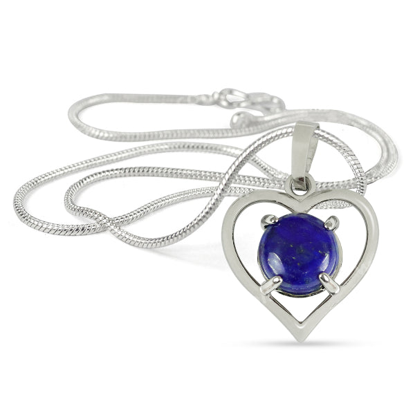 Natural Crystal Stone Heart Shape Pendant - Locket with Metal Chain