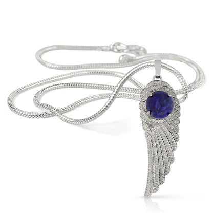 Natural Crystal Stone Feather Charm Shape Pendant - Locket with Metal Chain