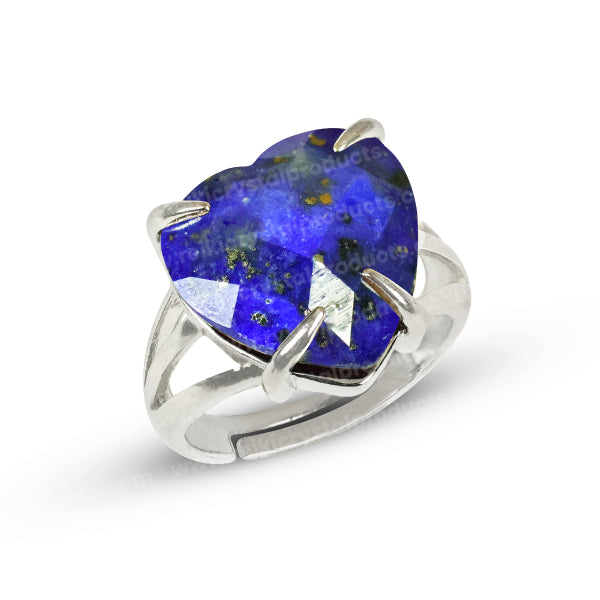 Natural Crystal Gemstone Adjustable Heart Shape Ring for Girls Women