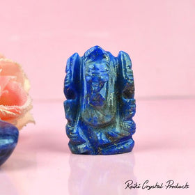 Lapis Lazuli Crystal Ganesha Idol Murti for Protection & Decorative Showpiece-2.4 cm (1 inch)