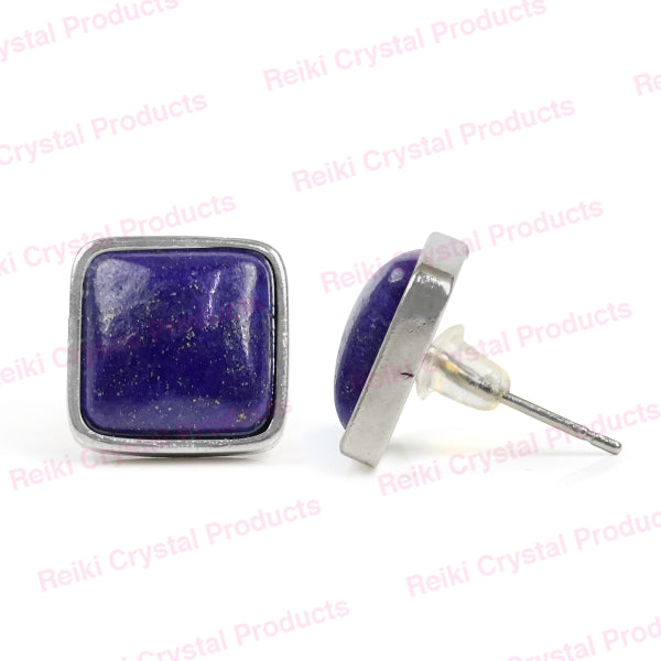 Natural Crystal Stone Square Earrings / Tpos / Studs for Girls Women