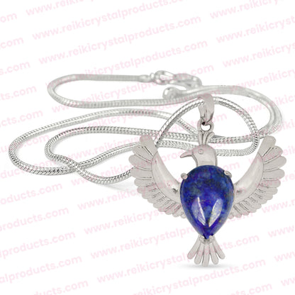 Natural Crystal Stone Bird Shape Pendant - Locket with Metal Chain