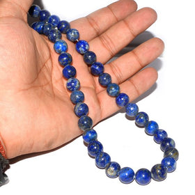 Lapis Lazuli gemstone 10mm round beads strand with deep blue color