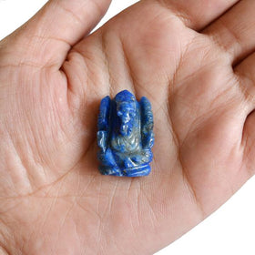 Lapis Lazuli Crystal Ganesha Idol Murti for Protection & Decorative Showpiece-2.4 cm (1 inch)