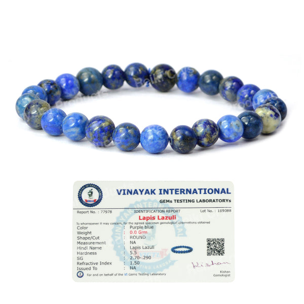 Certified Sodalite 8 mm Round Bead Bracelet