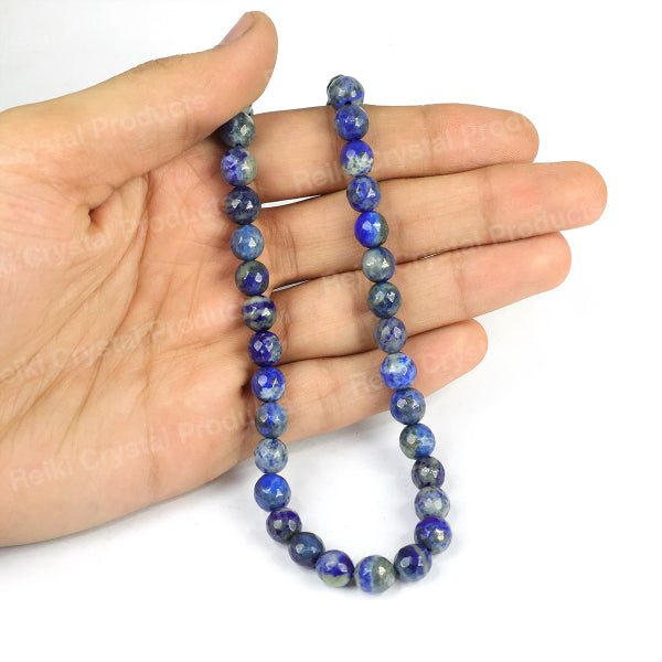 Lapis Lazuli 8 mm Faceted Loose Beads 45-50 pcs for Making Bracelet Mala Necklaces