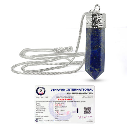 Certified AAA Natural Crystal Stone Pencil Shape Pendant - Locket with Metal Chain
