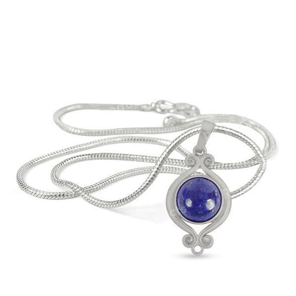 Natural Crystal Stone Designer Round Shape Pendant - Locket mm with Metal Chain