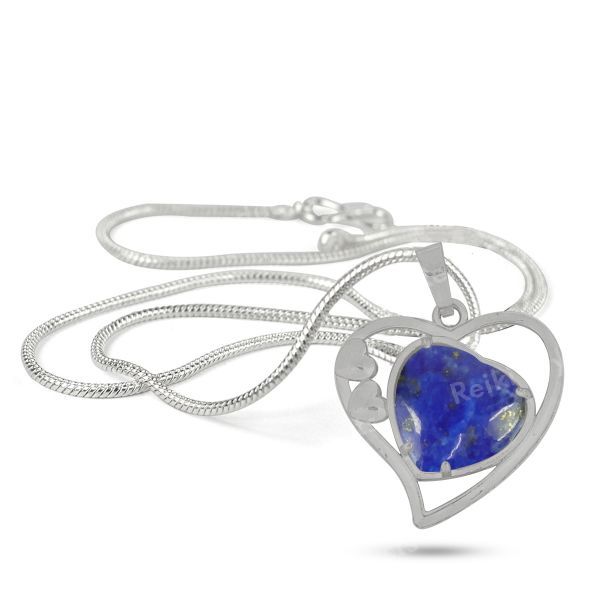 Natural Crystal Stone Heart Shape Metal Pendant - Locket with Metal Chain