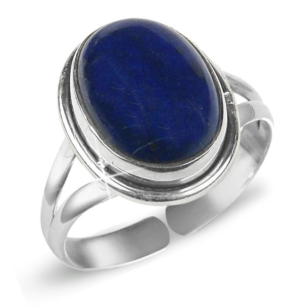 Natural Crystal Gemstone Adjustable Silver Ring for Unisex