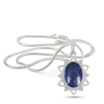 Natural Crystal Stone Oval Star Shape Pendant - Locket with Metal Chain