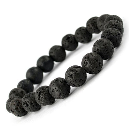 Natural Lava Stone 10 mm Round Bead Bracelet for Grounding, Strength & Stability