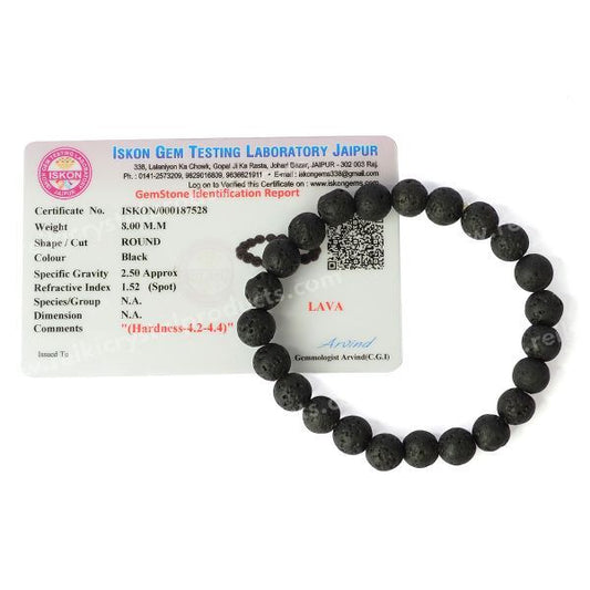 Certified Lava 8 mm Round Bead Bracelet